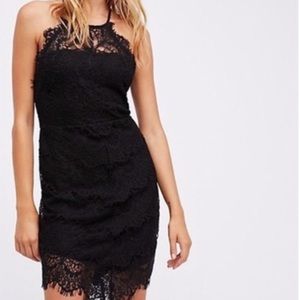 Free People She’s Got It Halter Black Lace Dress Size S